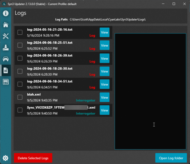 Logs Tab - CyanLabs